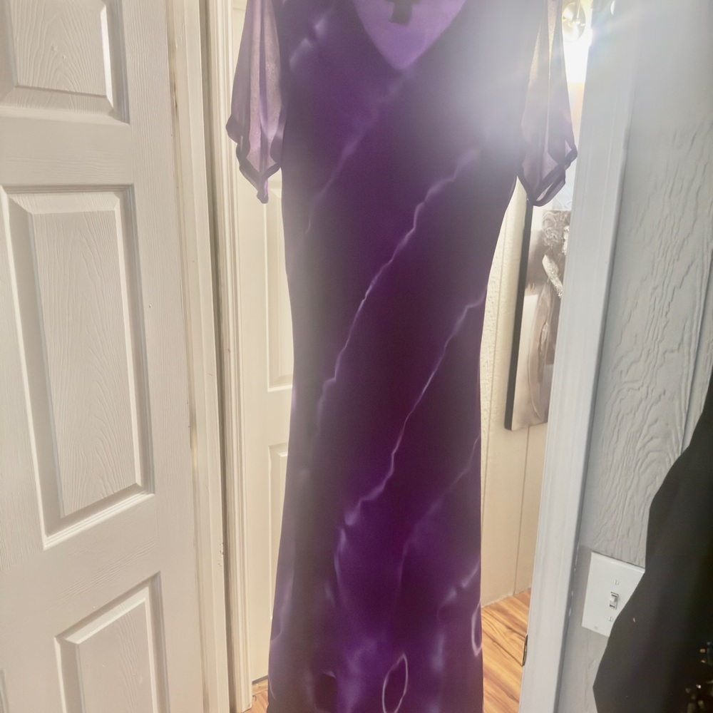 Purple Sheath Tie Dye Maxi Dress
